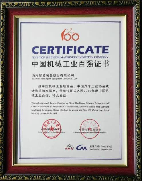 2019年中国机械工业百强发布，ca888亚洲城智能排名52位